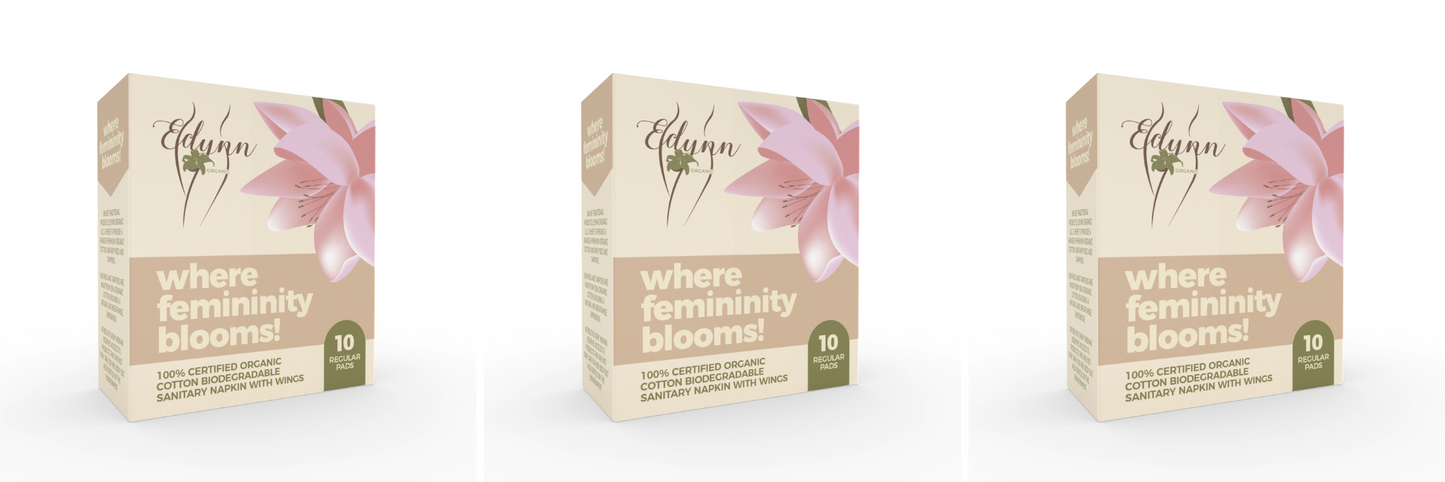 ORGANIC COTTON & BIODEGRADABLE SANITARY PADS 3 PACK BUNDLE DEAL
